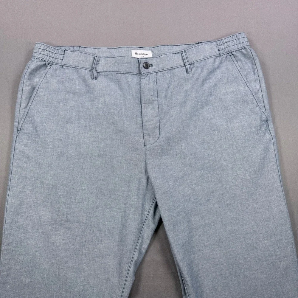 Goodfellow Mens XXL Blue 100% Cotton Elastic Waist Straight Leg Casual Pants